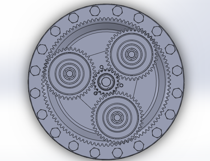 Detailed planetary gear system render